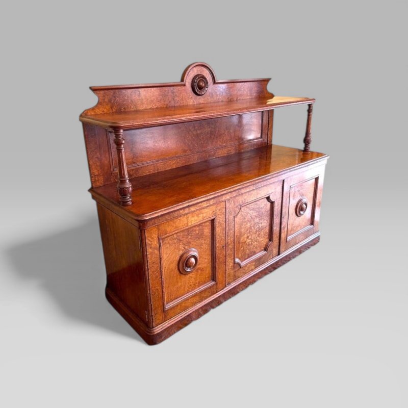 Antique English Victorian Pollard Oak 3 Door Buffet Sideboard With Top Shelf - Image 3